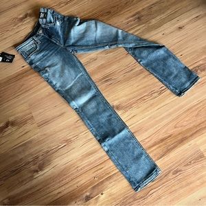 Silver mid rise straight leg Jean